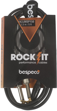 Bespeco ROCKIT Interlink Cable Jack 3,5 TRS M 90° - 2x Jack TS 1,5 m