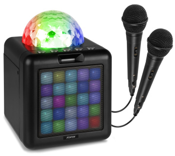 Fenton KAR15B Karaoke reproduktor se 2 mikrofony, černá barva