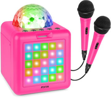 Fenton KAR15P Karaoke reproduktor se 2 mikrofony, barva růžová