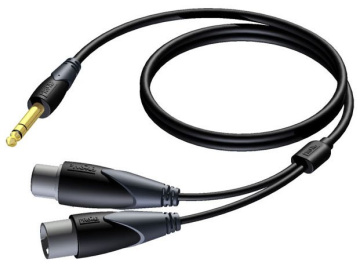 Procab CLA709/1,5 - 1x Jack 6.3 - 2x XLR M+F - 1.5m