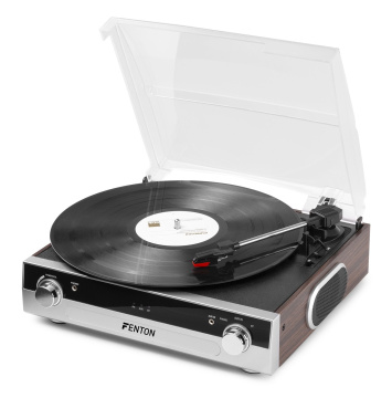 Fenton RP102A Gramofon s reproduktory a Bluetooth, stříbrný