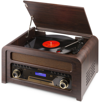 Fenton Nashville Vintage Record Player Dark Wood