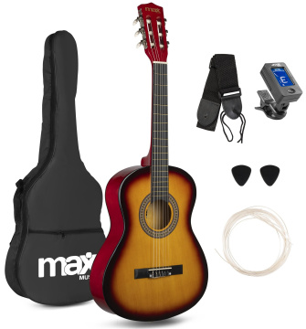 Max SoloArt Junior 3/4 Classic guitar pack sunburst