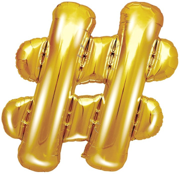 PartyDeco Foliový balón #, 35cm zlatý
