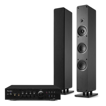 Audizio Arco stereo systém - HiFi set se sloupovými reproduktory a stereo zesilovačem - 320W - Černá