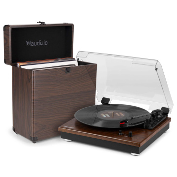 Audizio RP112D gramofon s kufříkem na desky - Bluetooth vstup/výstup a vestavěné reproduktory - Darkwood