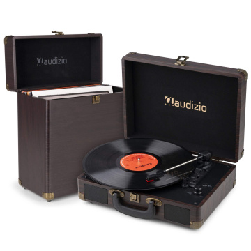 Audizio RP116DW gramofon s kufříkem na desky - LP přehrávač s reproduktory - Bluetooth vstup/výstup - Hnědý
