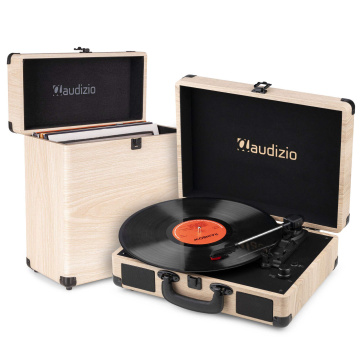 Audizio RP116LW gramofon s kufříkem na desky - LP přehrávač s reproduktory - Bluetooth vstup/výstup - Vzhled dřeva