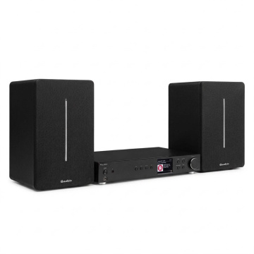Audizio stereo set - S tunerem a regálovými reproduktory - Internetové rádio, DAB a Bluetooth - Černá