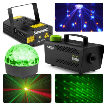 BeamZ světelný a laserový disco set (s Jelly Ball, laserem a výrobníkem mlhy)