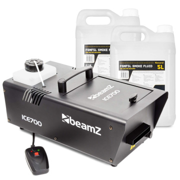BeamZ Výrobník mlhy ICE700 s 10 litry nízkoležící náplně do výrobníku mlhy - Pro nízko visící mlhu - 900W