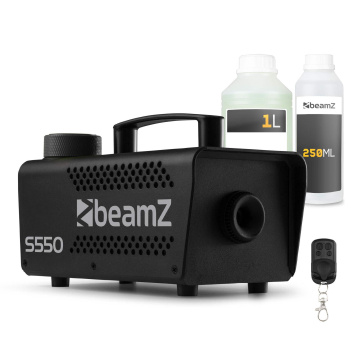 BeamZ S550 výrobník mlhy set s čisticí a mlhovou kapalinou - Včetně dálkového ovládání - 550W