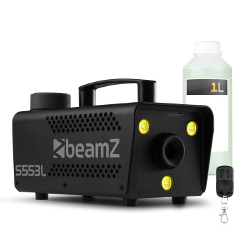 BeamZ S553L Výrobník mlhy s LED - Set s 1 litrem kapaliny - 3 RGB LED - 550W