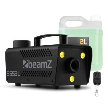 BeamZ S553L Výrobník mlhy s LED - Set s 2 litry kapaliny - 3 RGB LED - 550W