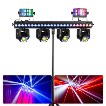 BeamZ ShowBar GO Ultra - Sada LED BARu se stojanem - 4 pohyblivé hlavy, LED lišta a Derby – RGBW