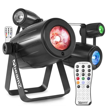 BeamZ sada 4 PS12W LED Pin spotů - 12W s dálkovým ovládáním - RGBW