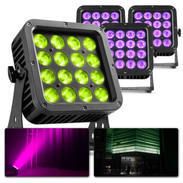 BeamZ Professional Sada 4 venkovních LED reflektorů StarColor128 - 16x 8W RGBW