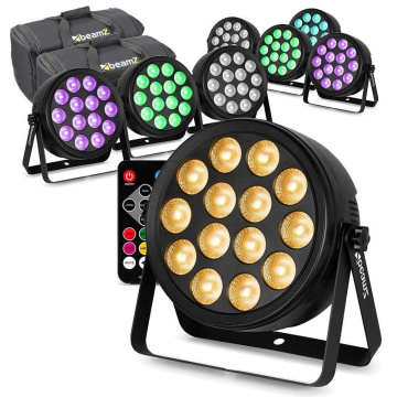 BeamZ sada 8 BCC165 LED PAR ve flightbagu - 14x 4W RGBAW-UV LED - Včetně dálkového ovládání