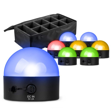 BeamZ sada 8 dobíjecích stolních lamp BTL32 v transportním pouzdře - Kulová lampa s RGBW LED - Bezdrátové DMX