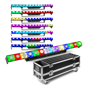 BeamZ sada 8 LCB14 Hybridních Sunstrip LED ramp v transportním kufru - WW/RGB s pixel control