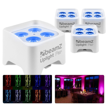 BeamZ Sada 4 BBP90W Uplights - PAR reflektor na baterii se 4x 4W LED - Bílý