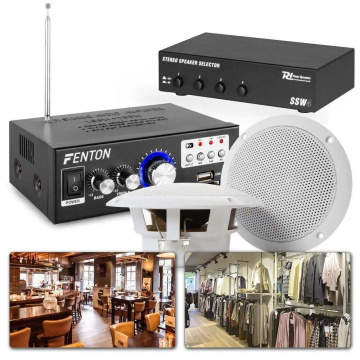 Vonyx Zvuková instalace 4-zóny s Bluetooth a 8 reproduktory pro restauraci, obchod, atd.
