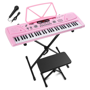 Max KD61 Set keyboardu pro děti se stojanem a stoličkou růžový