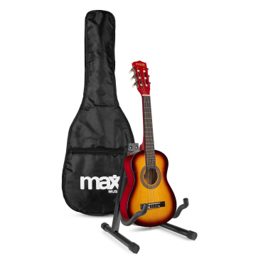Max SoloArt Junior 1/4 startovací sada - Akustická dětská kytara se stojanem a příslušenstvím - Sunburst