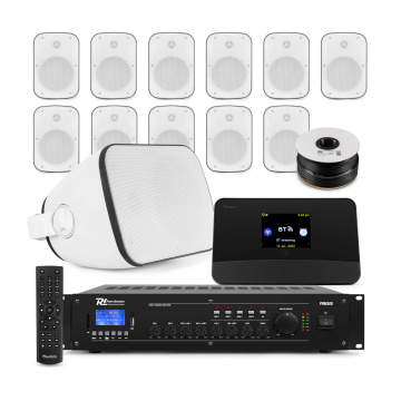 Power Dynamics 100V Set 12 reproduktorů s internetovým rádiem bílý