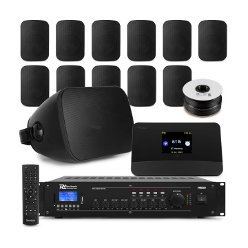 Power Dynamics 100V Set 12 reproduktorů s internetovým rádiem černý