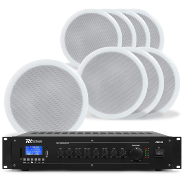 Power Dynamics 100V Set 8 stropních reproduktorů se zesilovačem bílý