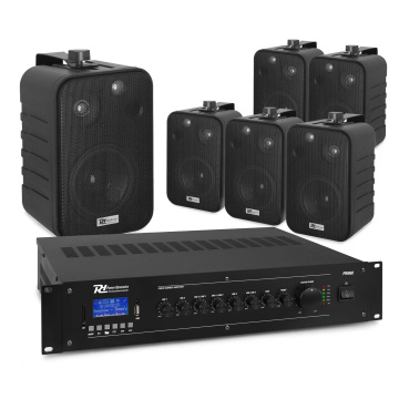 Power Dynamics 100V Set 6 reproduktorů se zesilovačem černý