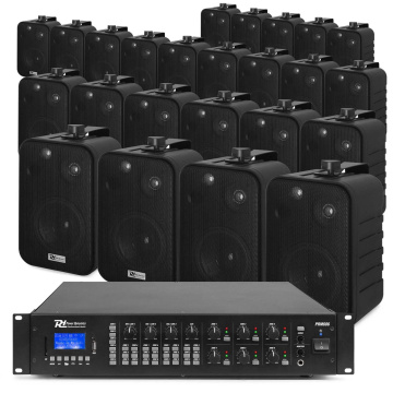 Power Dynamics Instalační 100V Set 24ks reproduktorů se zesilovačem černý
