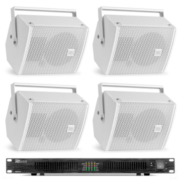 Power Dynamics PDW5W zvuková instalace se 4 reproduktory a zesilovačem - Pro gastronomii - 800W - Bílá