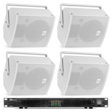 Power Dynamics PDW6W zvuková instalace se 4 reproduktory a zesilovačem - Pro gastronomii - 1200W - Bílá