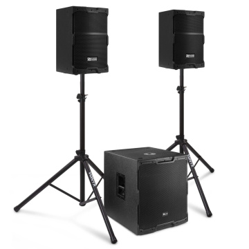 Power Dynamics PDY210 kompletní zvuková sada - 2.1 aktivní set reproduktorů - 15 palců - 1700 W - se stativy