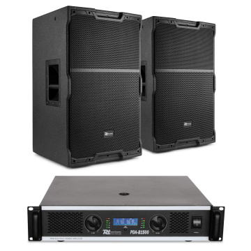 Power Dynamics PDY215 Pasivní set reproduktorů se zesilovačem - Ideální pro gastronomii - 15 palců - 1600W