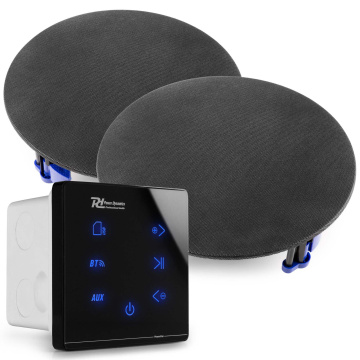 Power Dynamics Powerline A50B Set se zabudovaným audio zesilovačem a 2 stropními reproduktory - Černá
