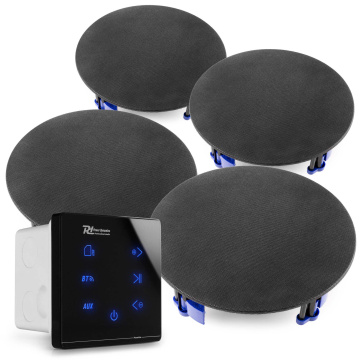 Power Dynamics Powerline A50B Set se zabudovaným audio zesilovačem a 4 stropními reproduktory - Černá