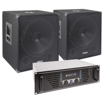 Vonyx 1200W Subwoofer Set se Zesilovačem a Kabely
