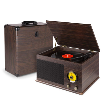 Fenton RP173 gramofon s kufříkem na desky - S Bluetooth a rádiem - Tmavě hnědá